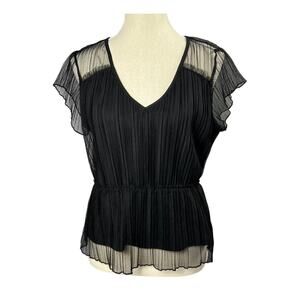 Black Swan Black Fitted Stretch Top Retro Pinup Y2K Minimal Size M